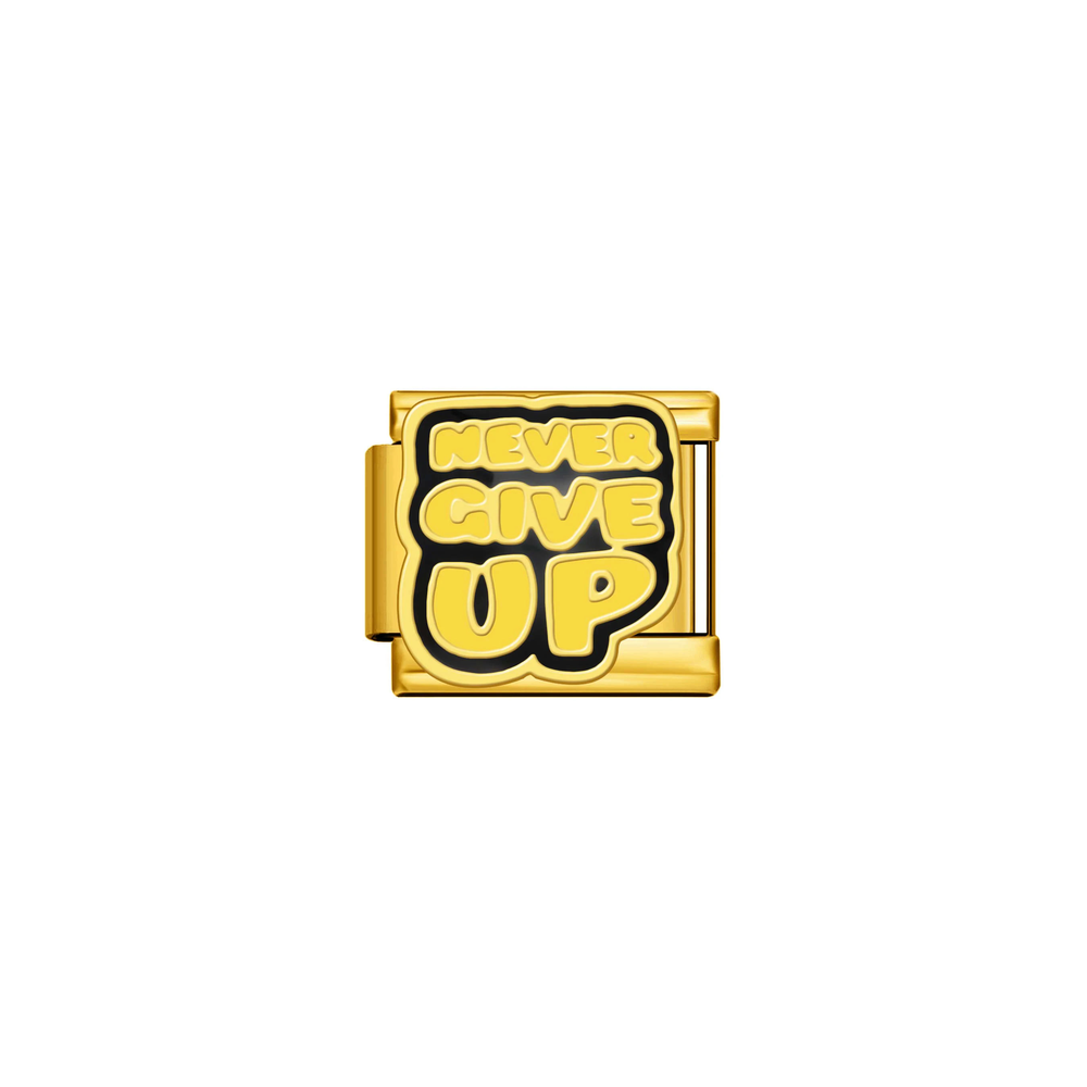 Never Give Up Gold Italian Charm