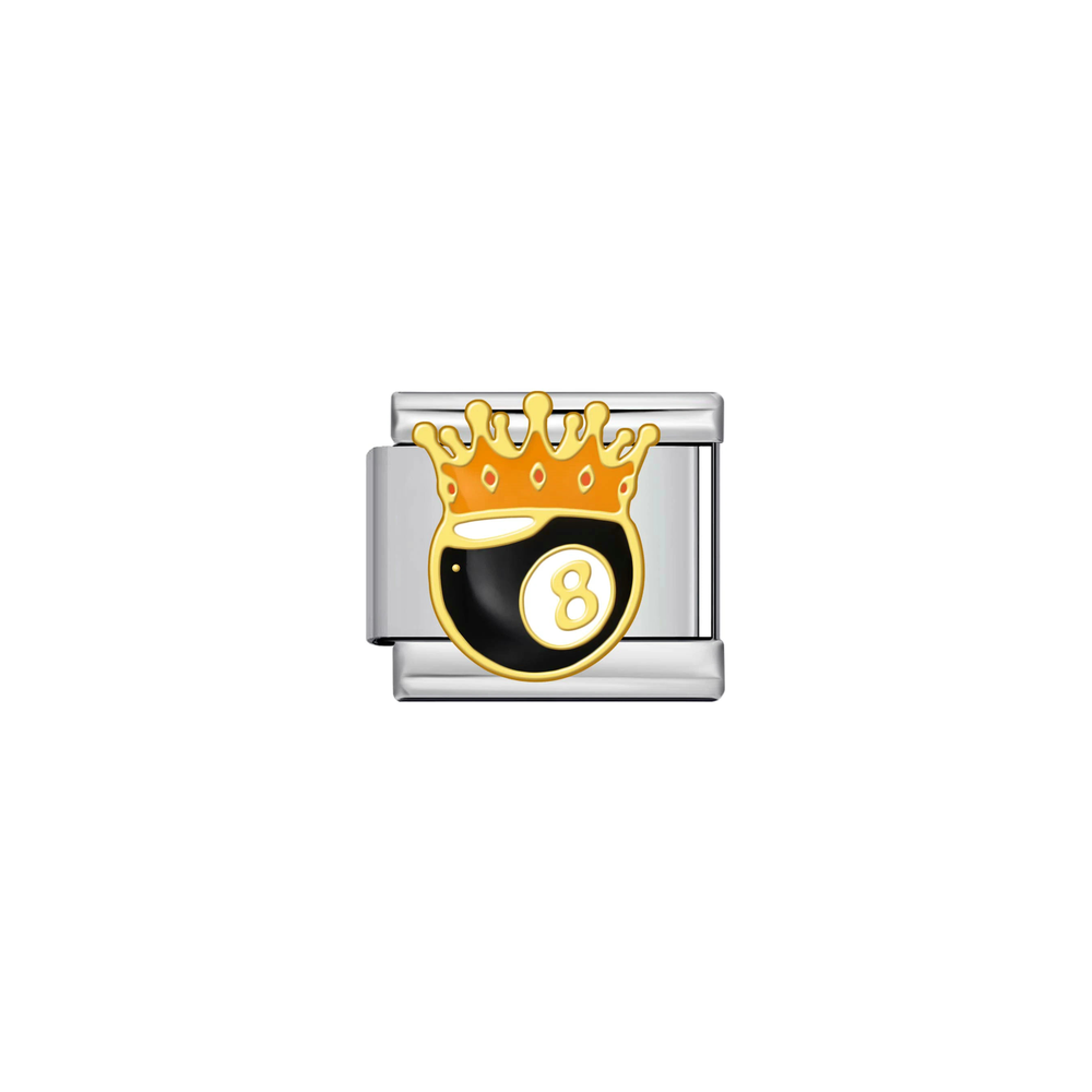 Crowned 8 Ball Italian Charm