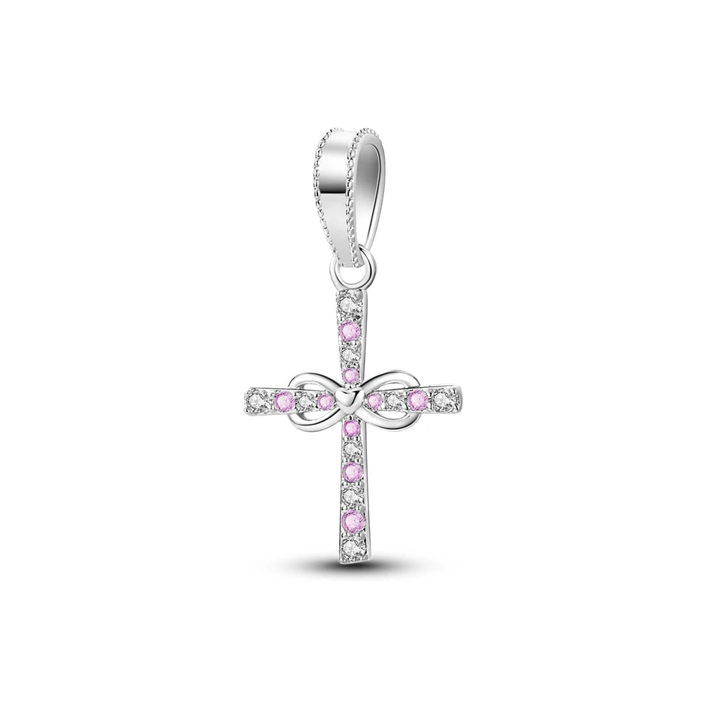 Pink Crystal Cross Dangle Charm clean product thumbnail
