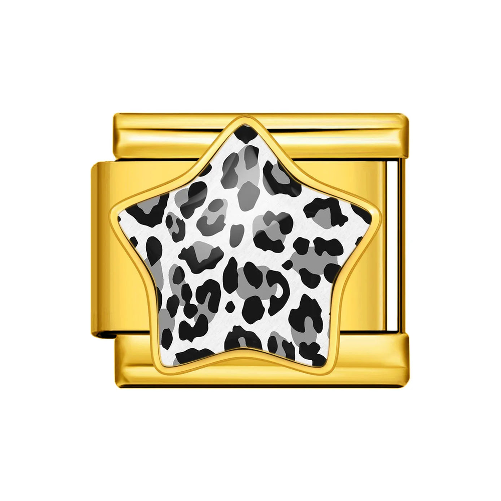 Gold Black & White Leopard Star Italian Charm clean product thumbnail