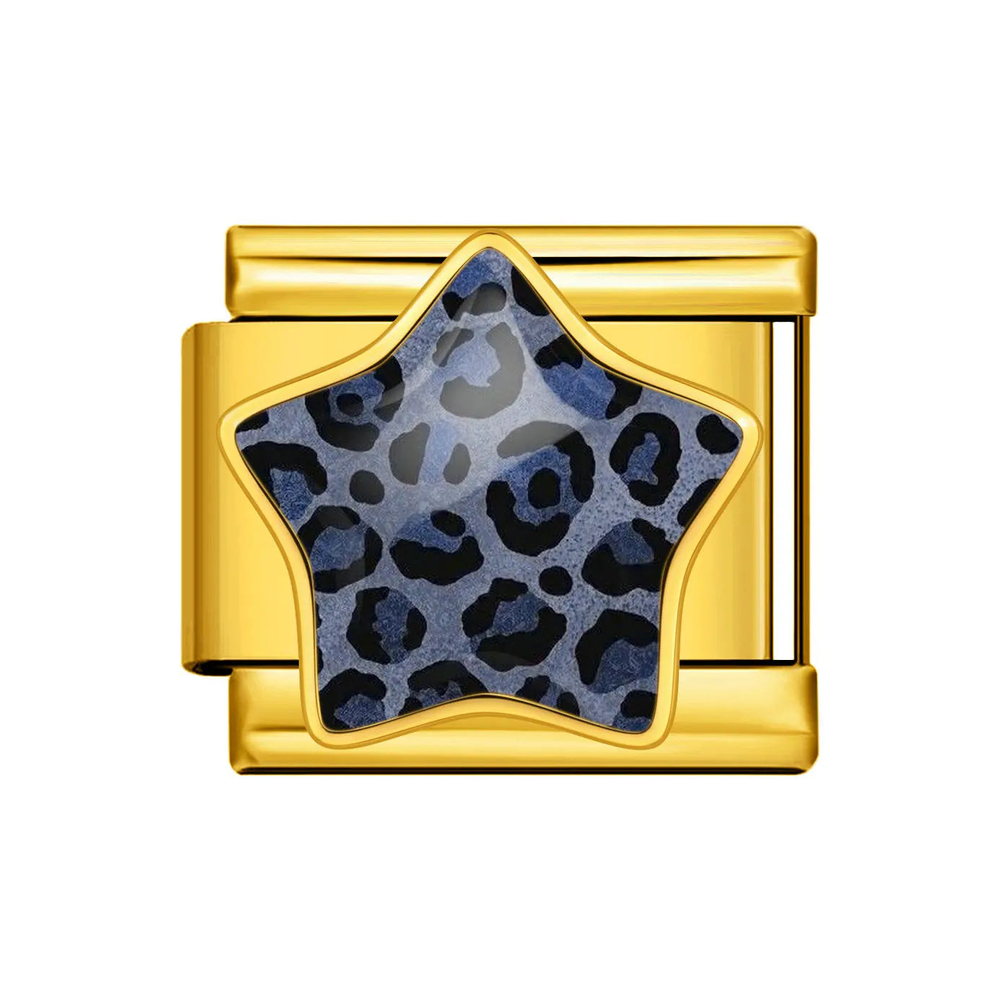 Gold Blue Leopard Star Italian Charm clean product thumbnail