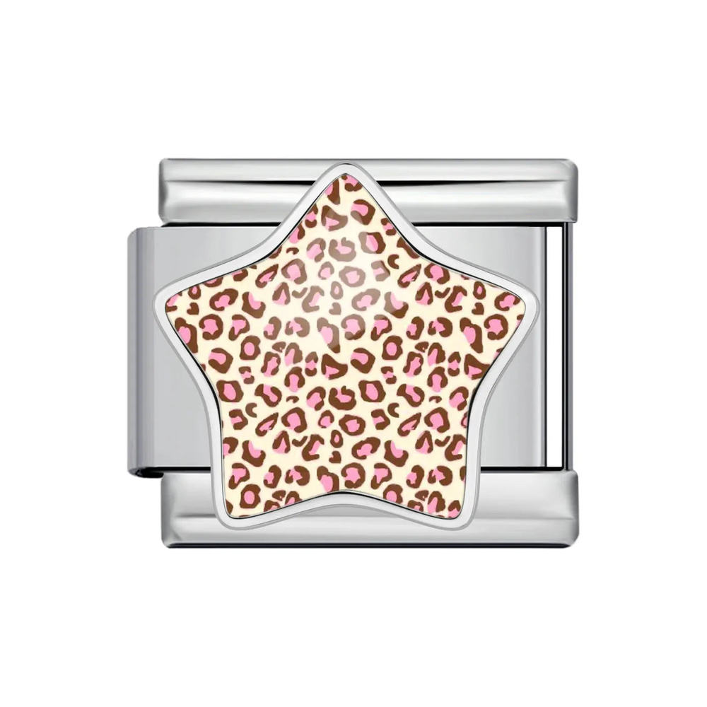 Silver Blush Leopard Star Italian Charm clean product thumbnail