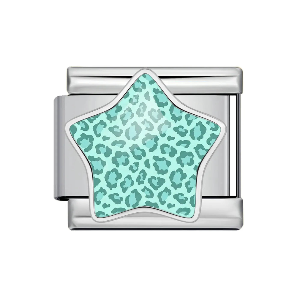 Silver Mint Leopard Star Italian Charm clean product thumbnail