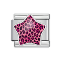 Silver Hot Pink Leopard Star Italian Charm clean product thumbnail