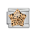 Silver Tan Leopard Star Italian Charm clean product thumbnail