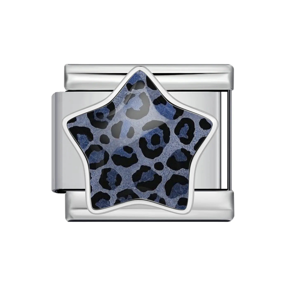 Silver Blue Leopard Star Italian Charm clean product thumbnail