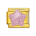 Gold Pink Micro-Leopard Star Italian Charm clean product thumbnail