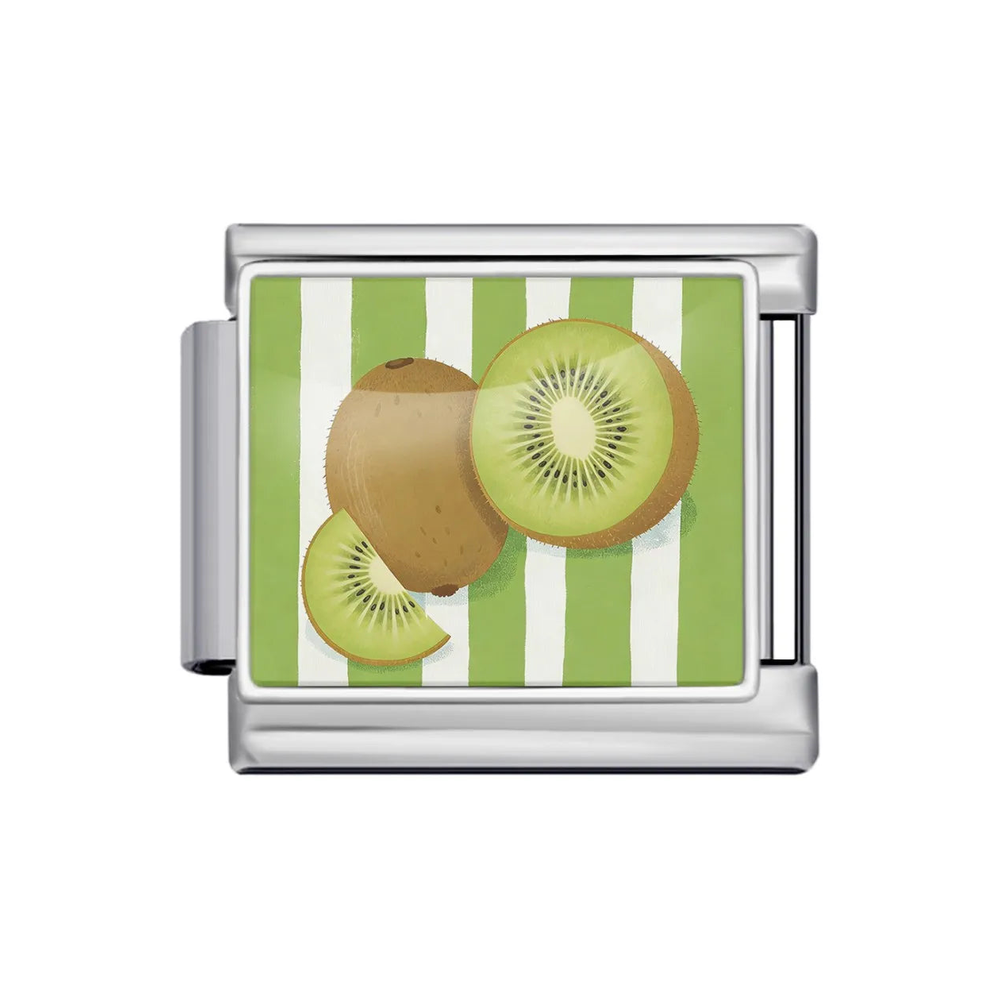 Silver Kiwi Stripe Italian Charm clean product thumbnail
