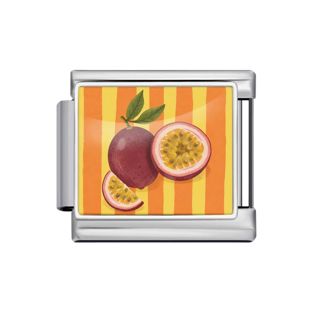 Silver Passion Fruit Stripe Italian Charm clean product thumbnail