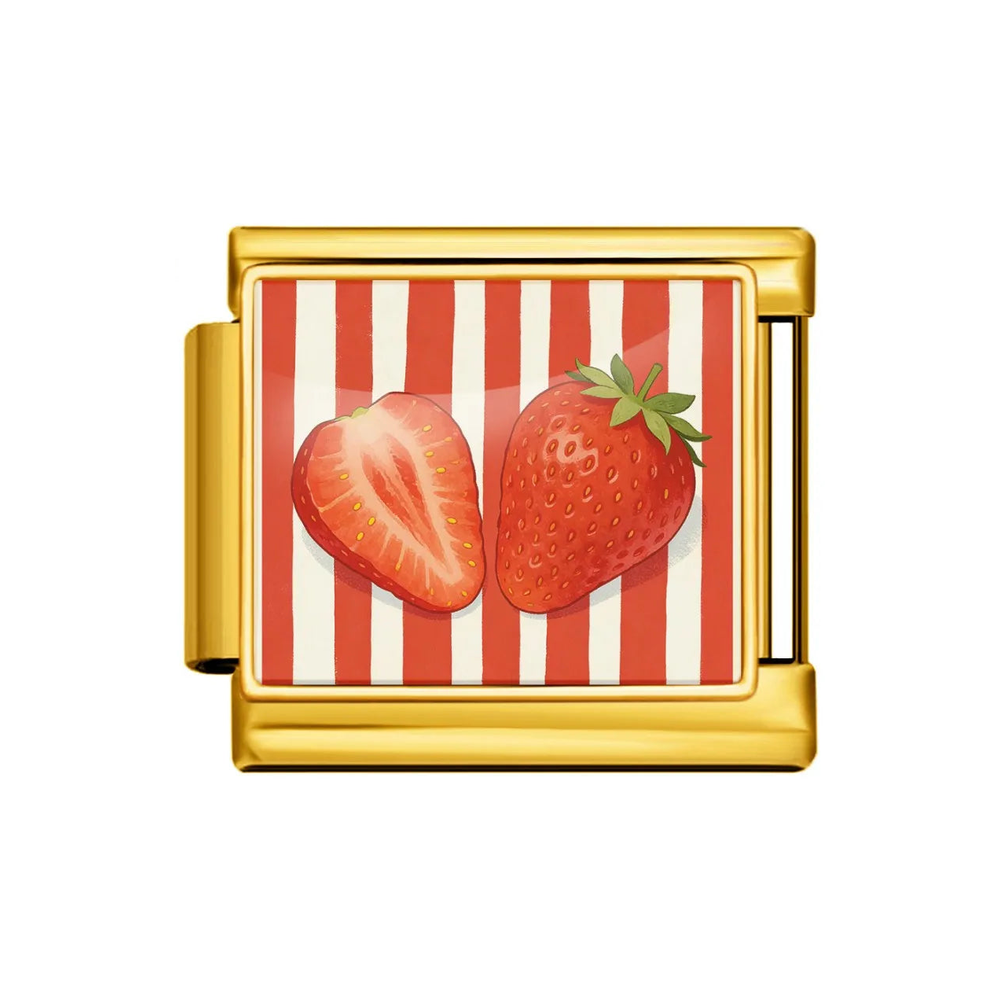 Gold Strawberry Stripe Italian Charm clean product thumbnail