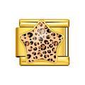 Gold Tan Leopard Star Italian Charm clean product thumbnail