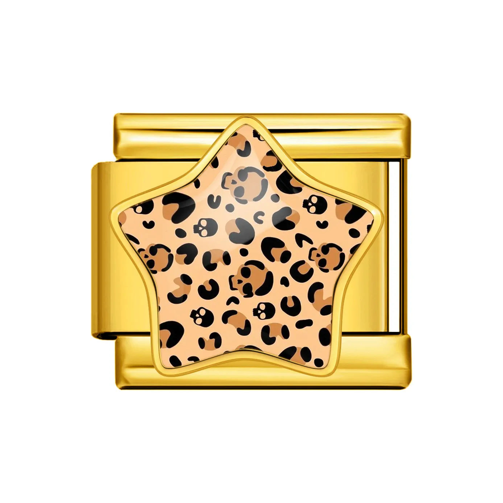 Gold Tan Leopard Star Italian Charm clean product thumbnail