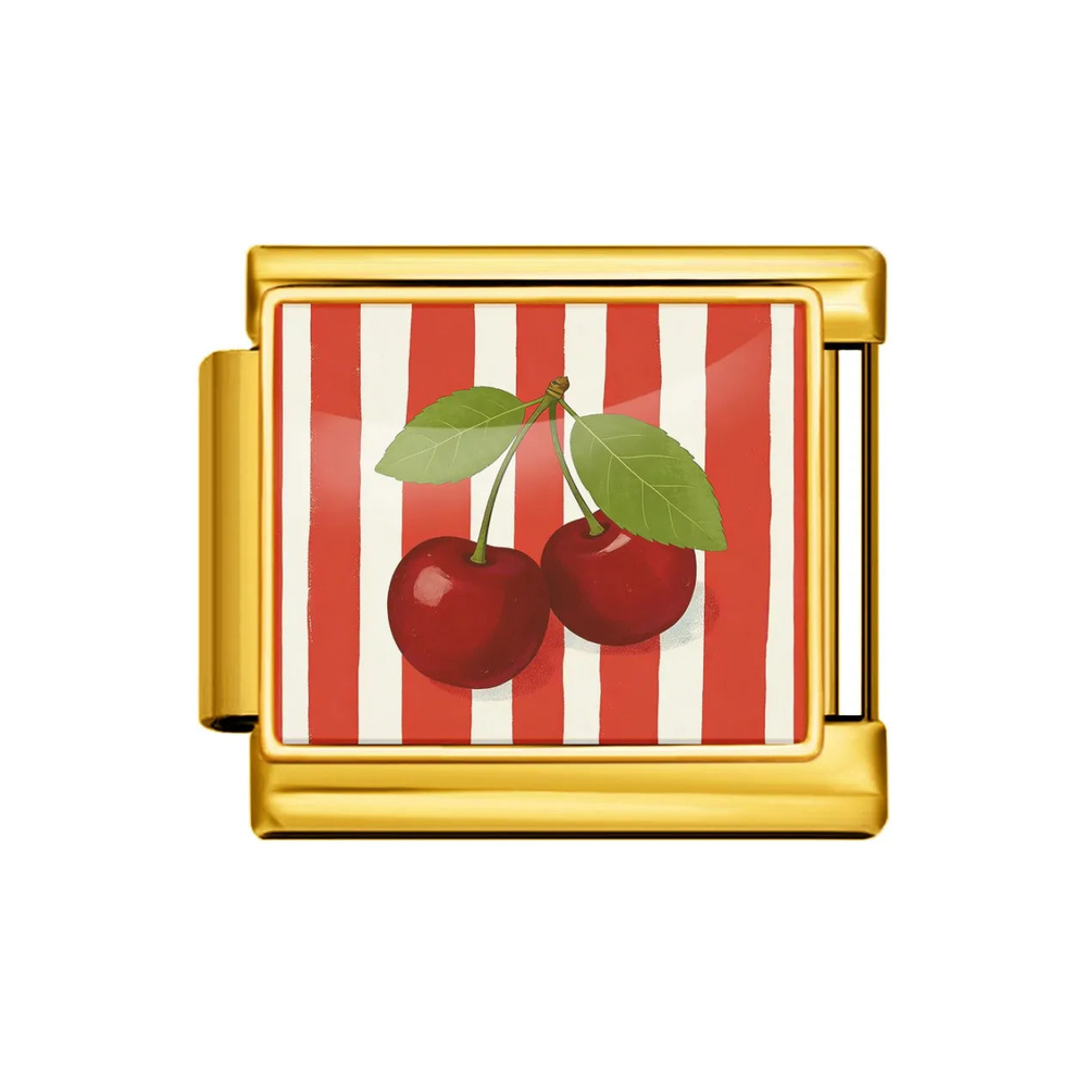 Gold Cherry Stripe Italian Charm clean product thumbnail