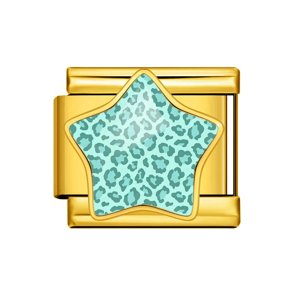 Gold Mint Leopard Star Italian Charm clean product thumbnail