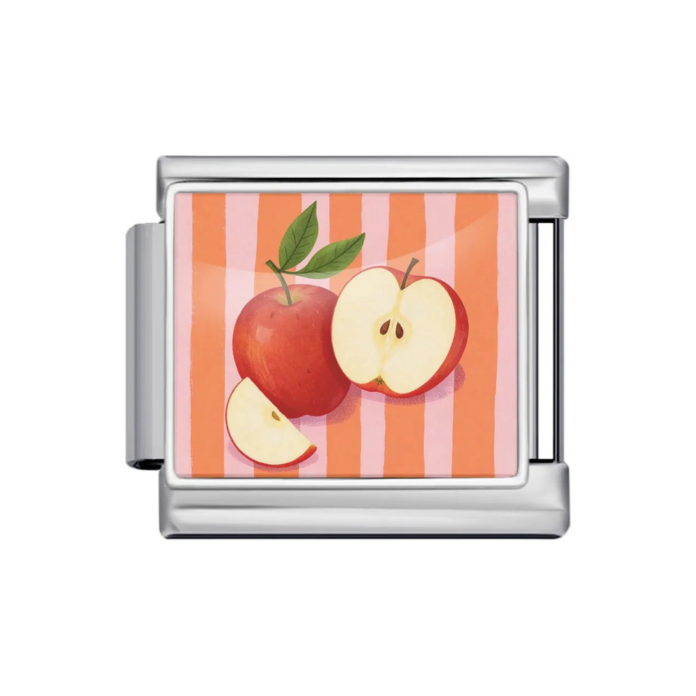 Silver Apple Stripe Italian Charm clean product thumbnail