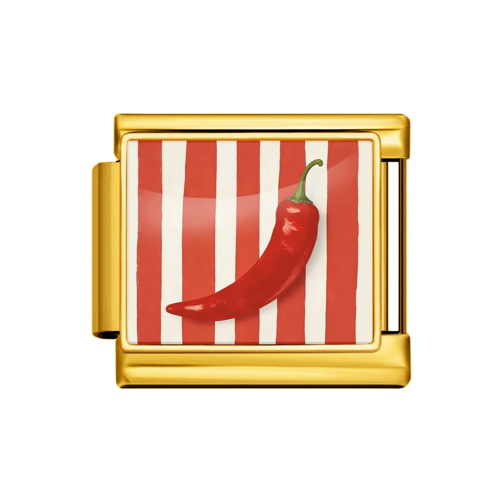 Gold Red Chili Pepper Stripe Italian Charm clean product thumbnail