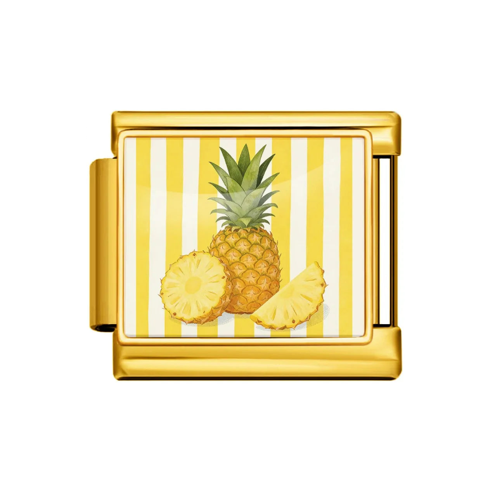Gold Pineapple Stripe Italian Charm clean product thumbnail