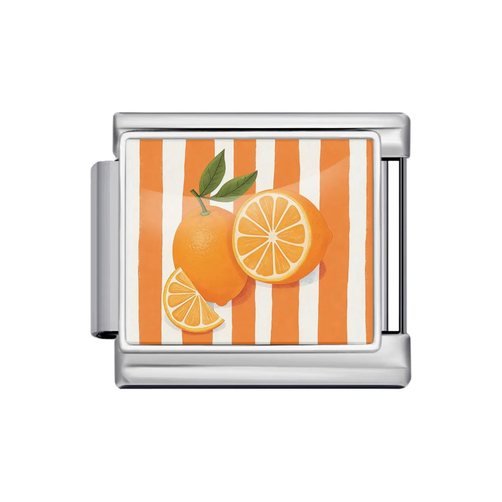 Silver Orange Stripe Italian Charm clean product thumbnail