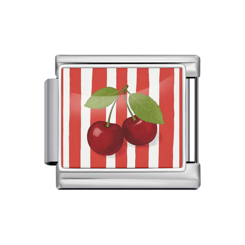 Silver Cherry Stripe Italian Charm clean product thumbnail