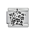 Silver Black & White Leopard Star Italian Charm clean product thumbnail
