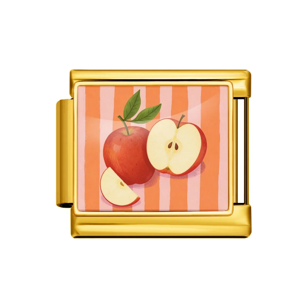 Gold Apple Stripe Italian Charm clean product thumbnail