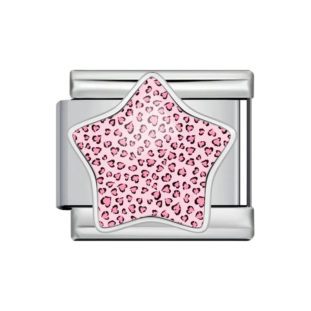 Silver Pink Micro-Leopard Star Italian Charm clean product thumbnail