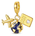 CALEO Charm - Gold Travel Globe & Passport