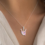 CALEO lifestyle necklace image - Pink Origami Crane Dangle Charm - 2026-07-22