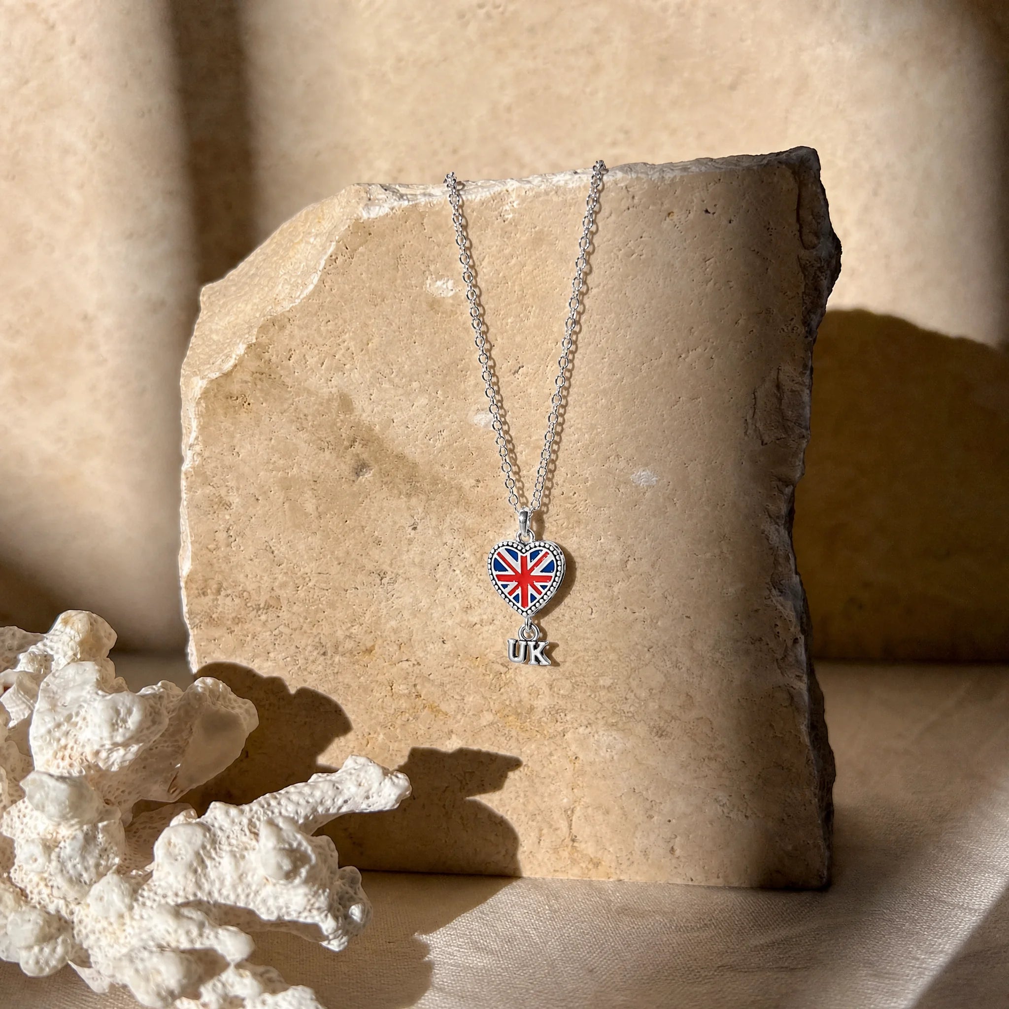 CALEO lifestyle necklace image - UK Union Jack Heart Dangle Charm - 2026-07-22