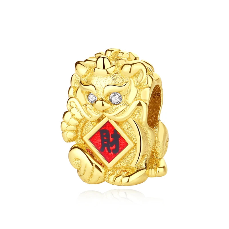 Gold Fortune Lion Charm