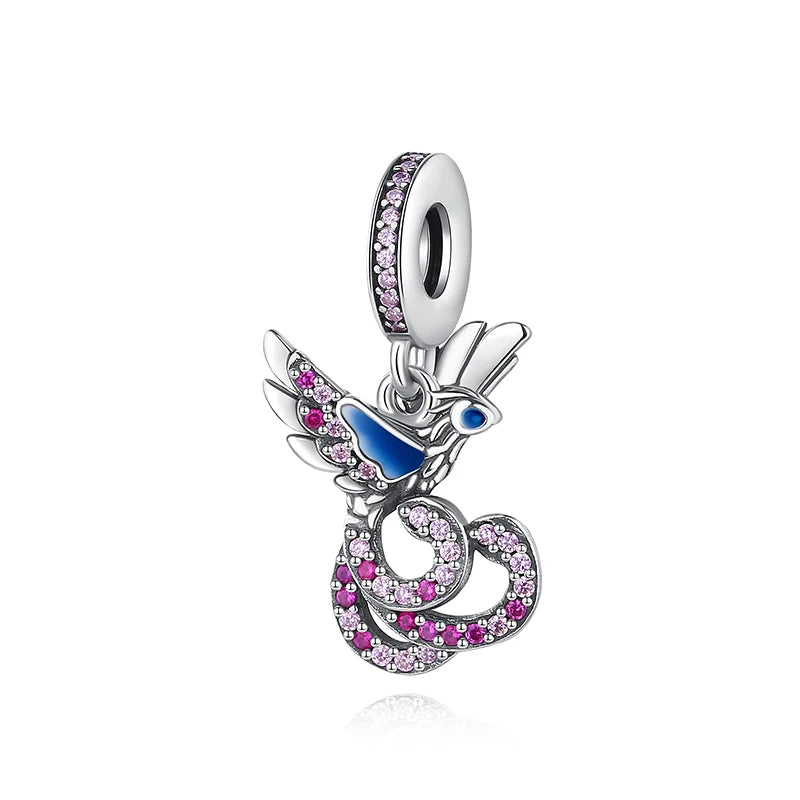 Hummingbird Heart Dangle Charm