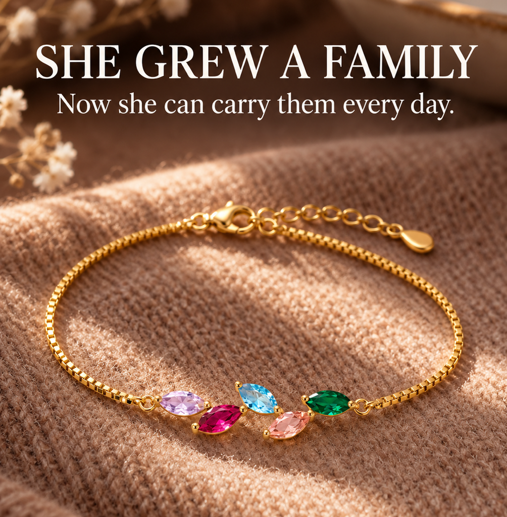 Leaf Family Birthstone Bracelet