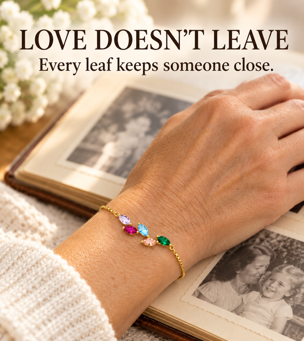 Leaf Family Birthstone Bracelet