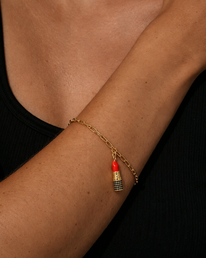 Gold Lipstick Charm