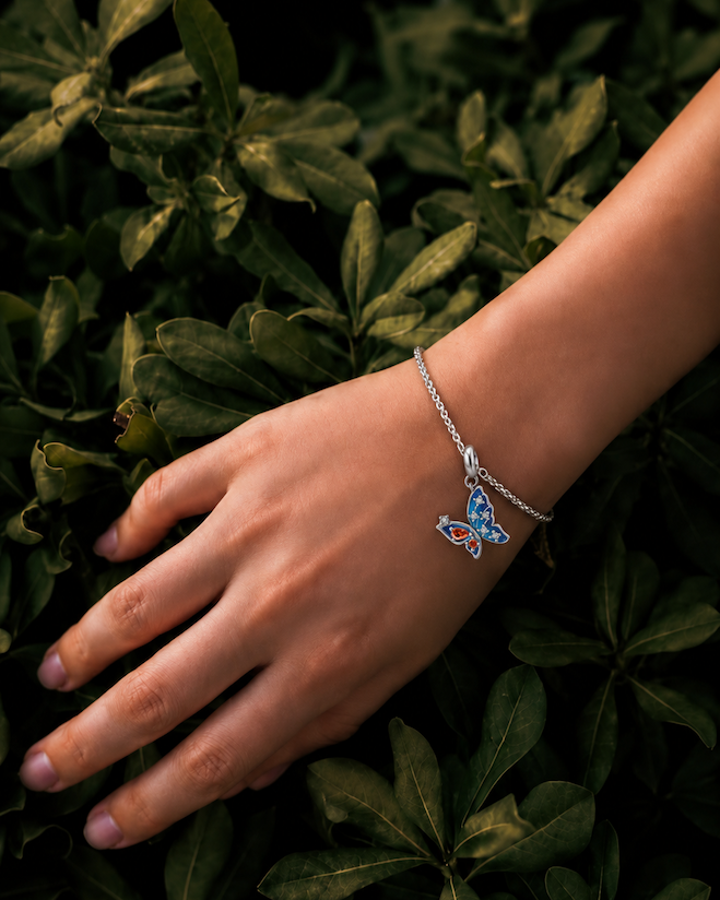 Blue Butterfly Stone Charm