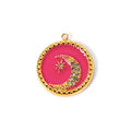 Gold Pink Star Crescent Pendant Charm