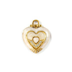 Gold White Crystal Heart Pendant Charm