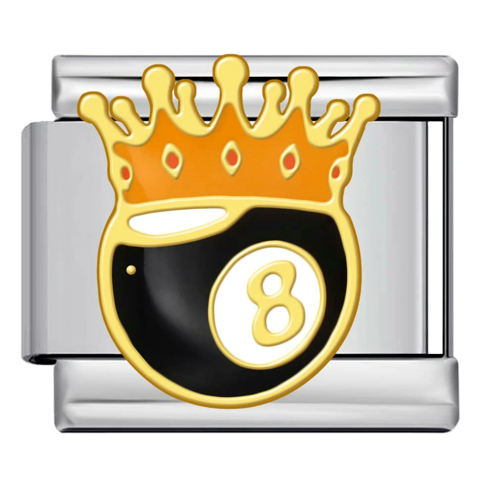 Crowned 8 Ball Italian Charm