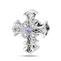 Purple Crystal Cross Charm