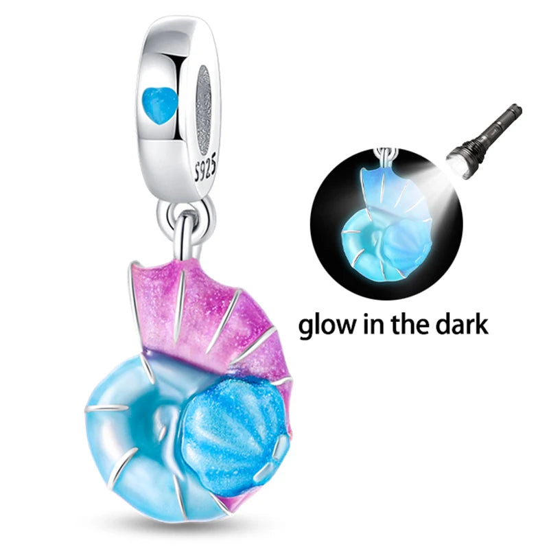 Glow-in-the-Dark Pink Seashell Dangle Charm