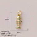 Gold Minimal Fishbone Pendant Charm