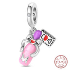 Fit Original 925 Sterling Silver Charms Beads Little Bear Lamb Little Flying Pig Pink Charms For Women DIY Birthday Jewelry Gift