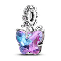 Purple Crystal Butterfly Dangle Charm