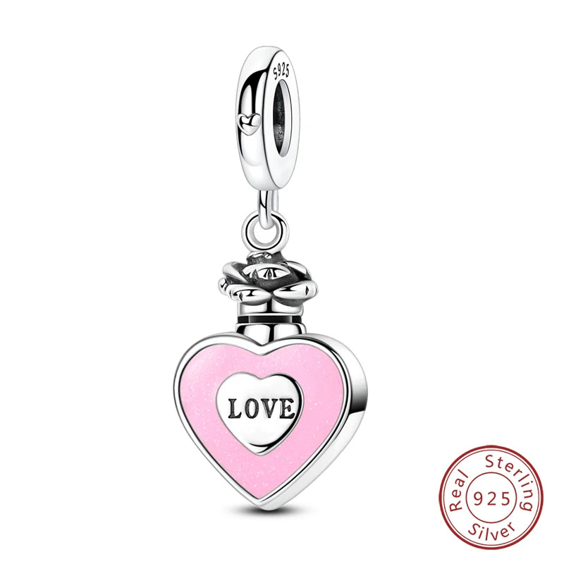 Fit Original 925 Sterling Silver Charms Beads Little Bear Lamb Little Flying Pig Pink Charms For Women DIY Birthday Jewelry Gift