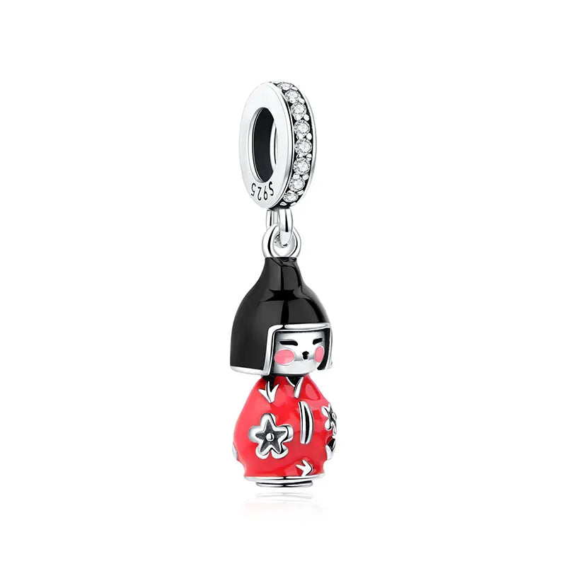 Red Kokeshi Doll Dangle Charm