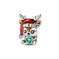 Sitting Christmas Reindeer Heart Charm