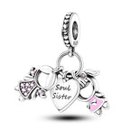 New 925 Silver Color Family Brothers and Sisters Charms Beads Fit Qikaola 925 Original Bracelets Fine DIY Birthday Jewelry
