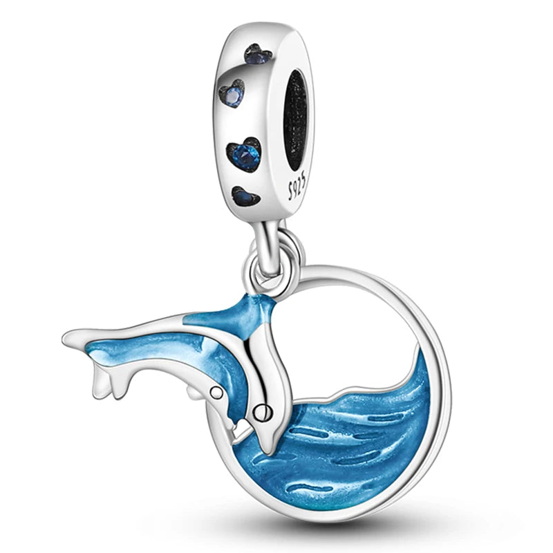 Blue Whale Tail Circle Charm