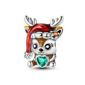 Standing Christmas Reindeer Heart Charm