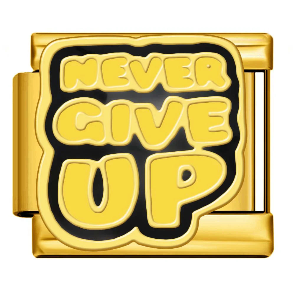 Never Give Up Gold Italian Charm